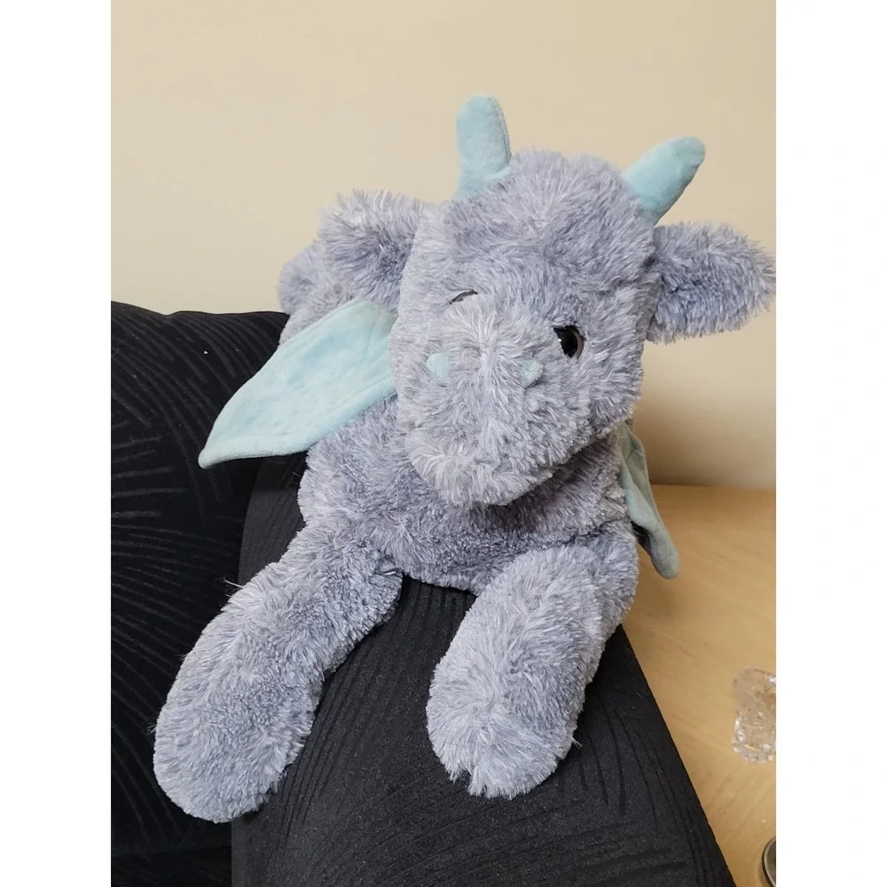 FAO Schwarz Plush Dragon Lavender Grey Blue Weighted Stuffed Animal Toy
